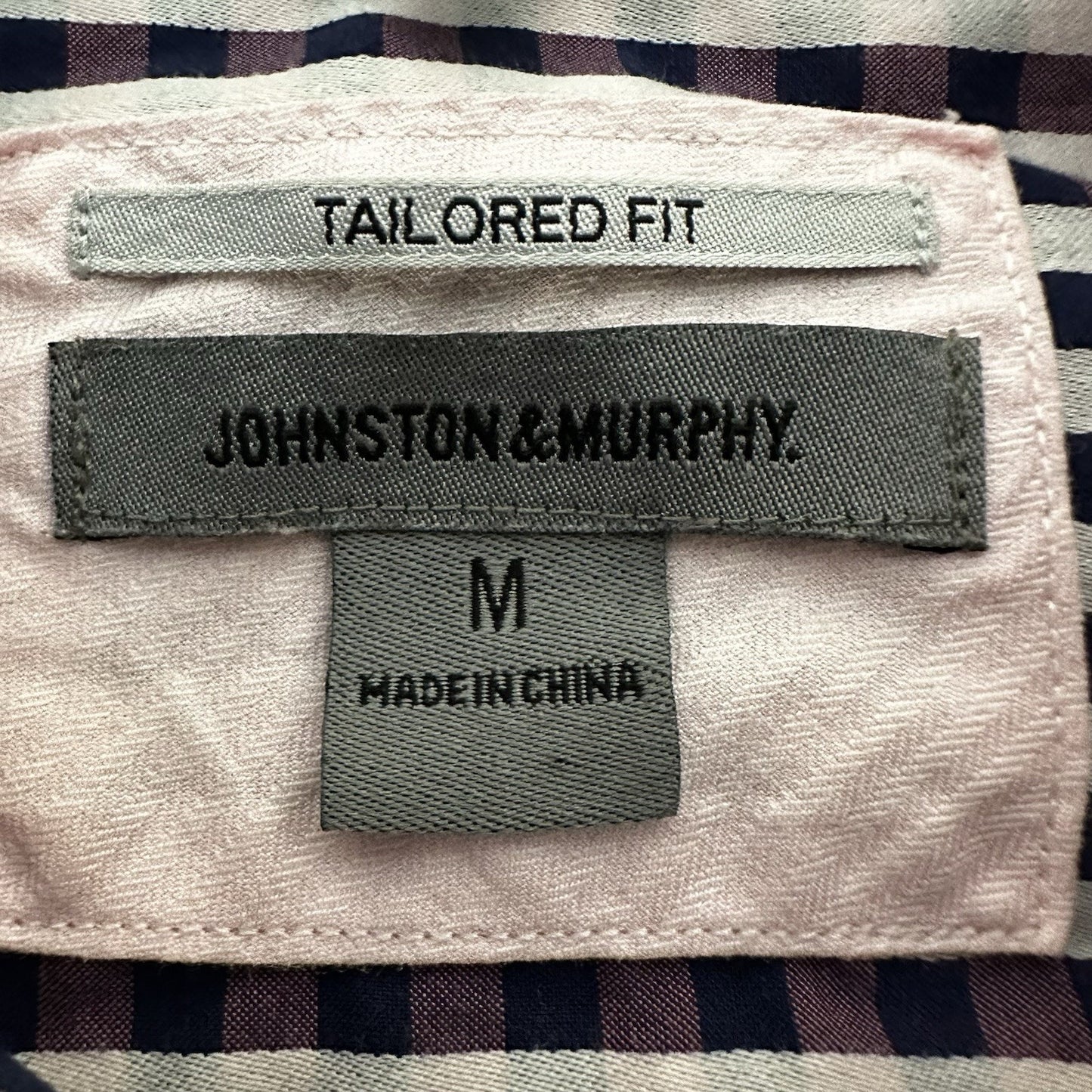 Johnston & Murphy Dress Shirt Mens Medium Purple Gingham Tailored Fit Button Up