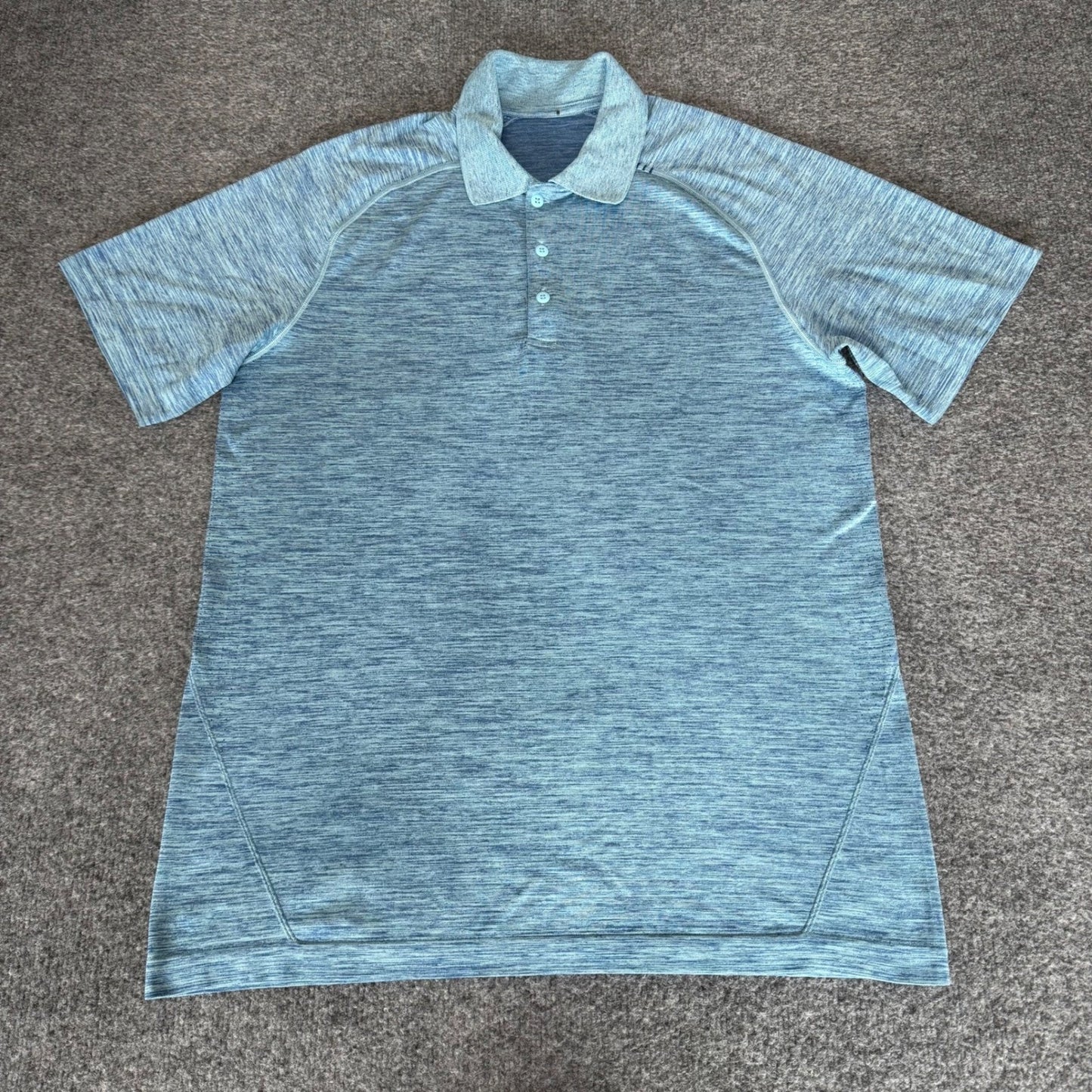 Lululemon Metal Vent Tech Polo Mens Large Blue Short Sleeve Athletic Performance