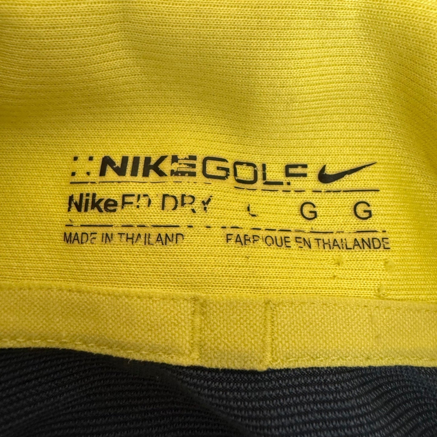 Nike Golf Fit Dry Polo Shirt Men Large Yellow Navy Blue Quarter Zip Short Sleeve