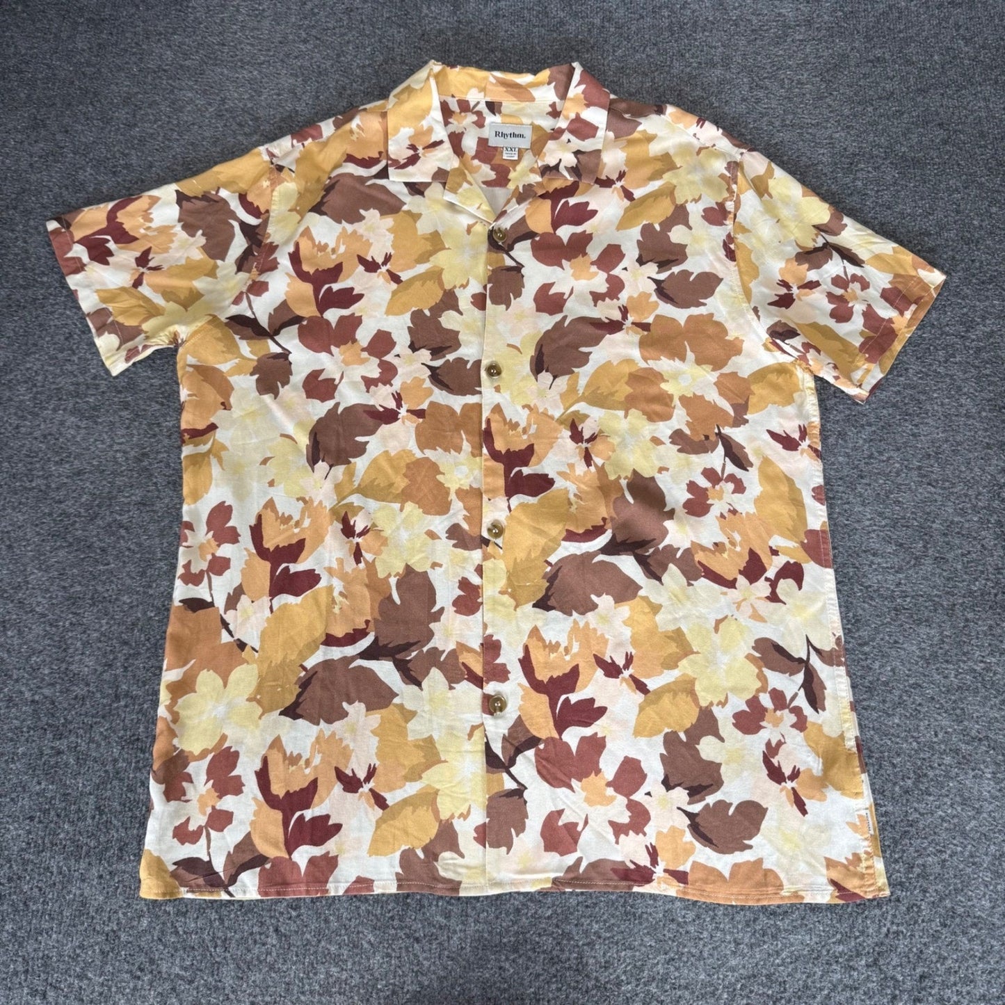 Rhythm. Huckberry Mens XXL Floral Rayon Camp Shirt Short Sleeve Button Up Casual