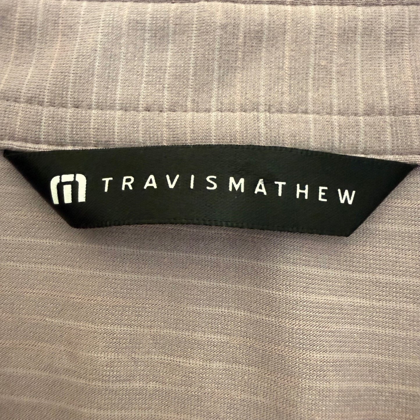 Travis Mathew Polo Shirt Mens XL Purple Striped Golf Performance Short Sleeve