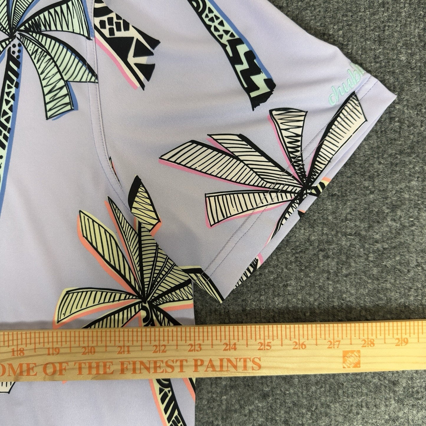 Chubbies Polo Shirt Mens L Purple Palm Tree Performance Golf Preppy Casual Adult