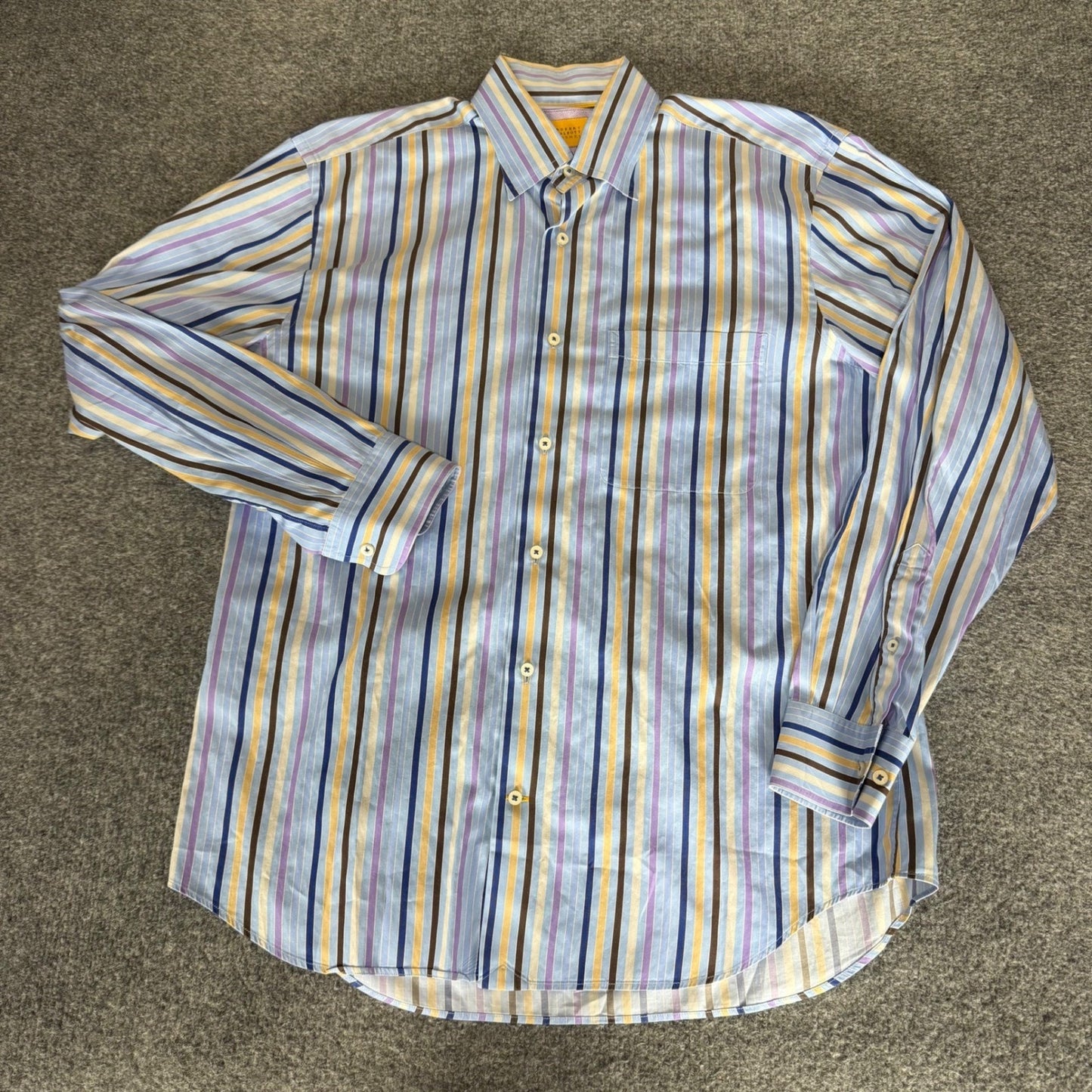 Robert Talbott Carmel Men Medium Striped Button Down Shirt Cotton Classic Office