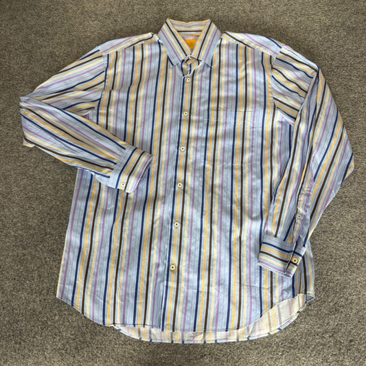 Robert Talbott Carmel Men Medium Striped Button Down Shirt Cotton Classic Office