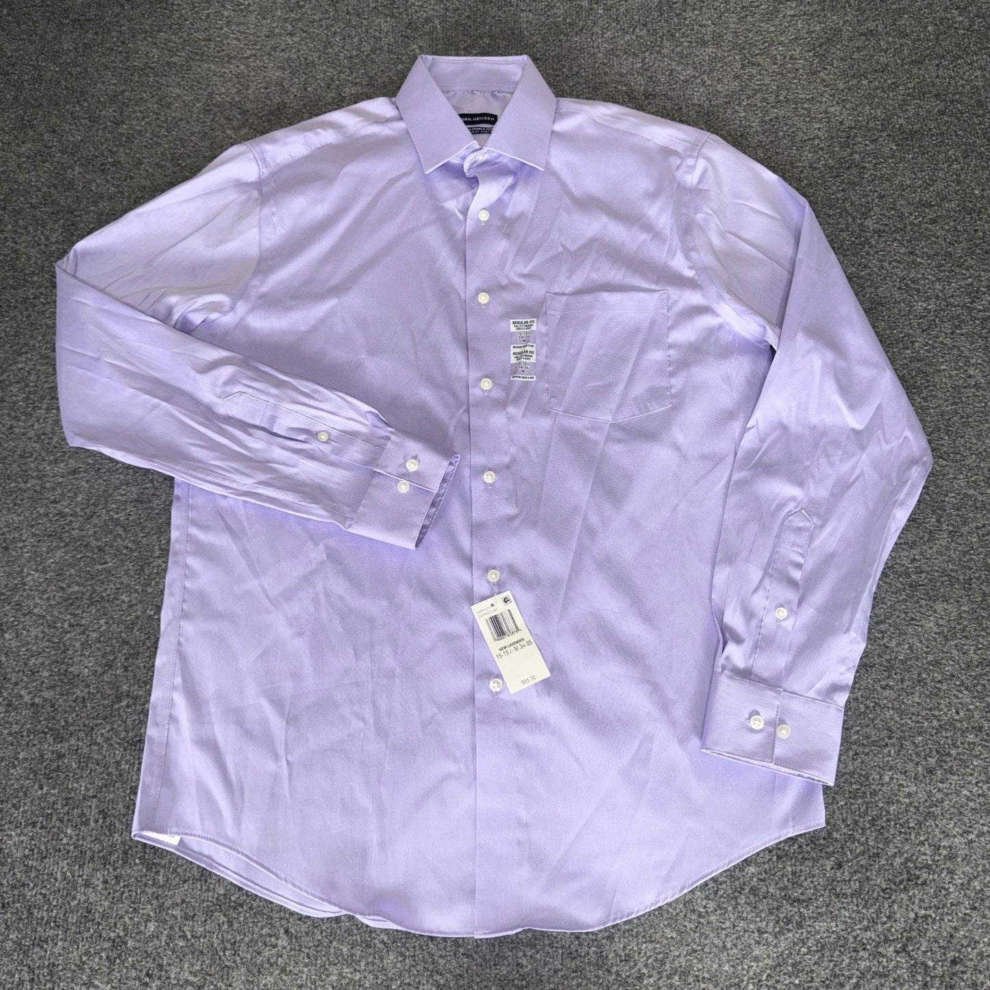 Van Heusen Mens M Regular Fit Stretch Dress Shirt Lavender 15-15.5 34/35 NEW