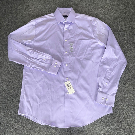 Van Heusen Mens M Regular Fit Stretch Dress Shirt Lavender 15-15.5 34/35 NEW