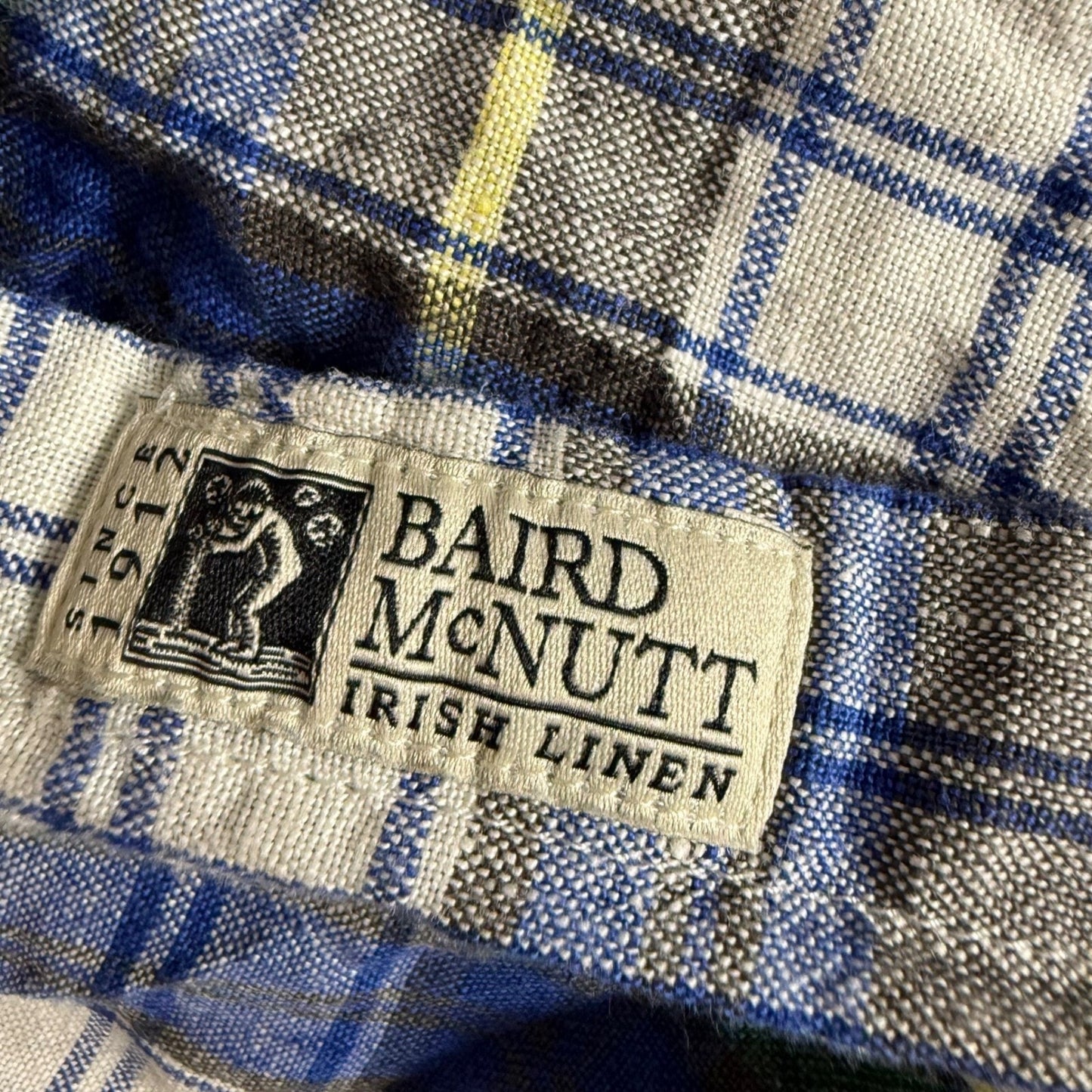 J.Crew Baird McNutt Irish Linen Shirt Mens Medium Slim Fit Blue Green Plaid