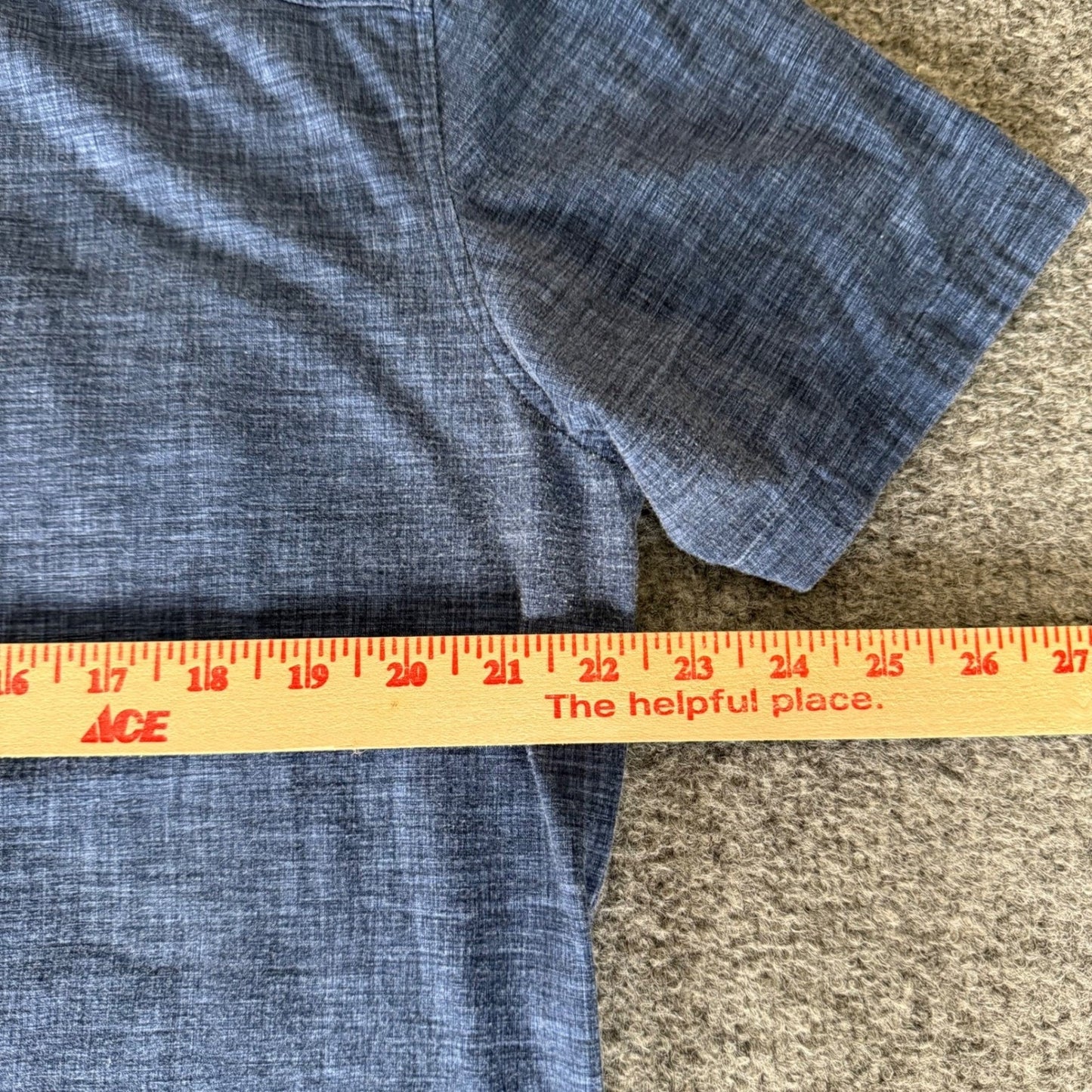 Buttercloth Icy Cotton Shirt Mens L Blue Short Sleeve Button Up Stretch Casual