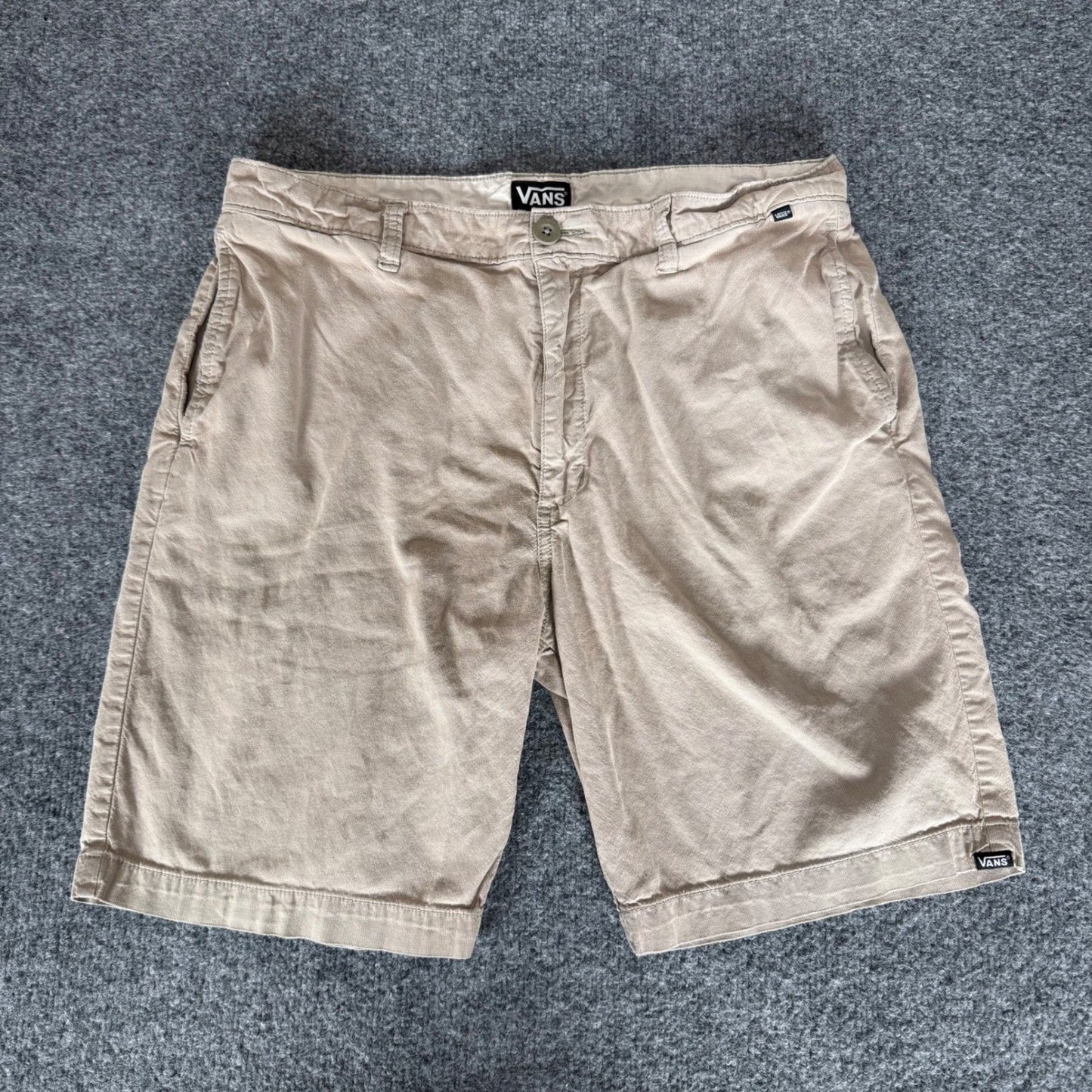 Vans Mens Beige Chino Short Size 34 Skate Casual Off The Wall Streetwear Comfort