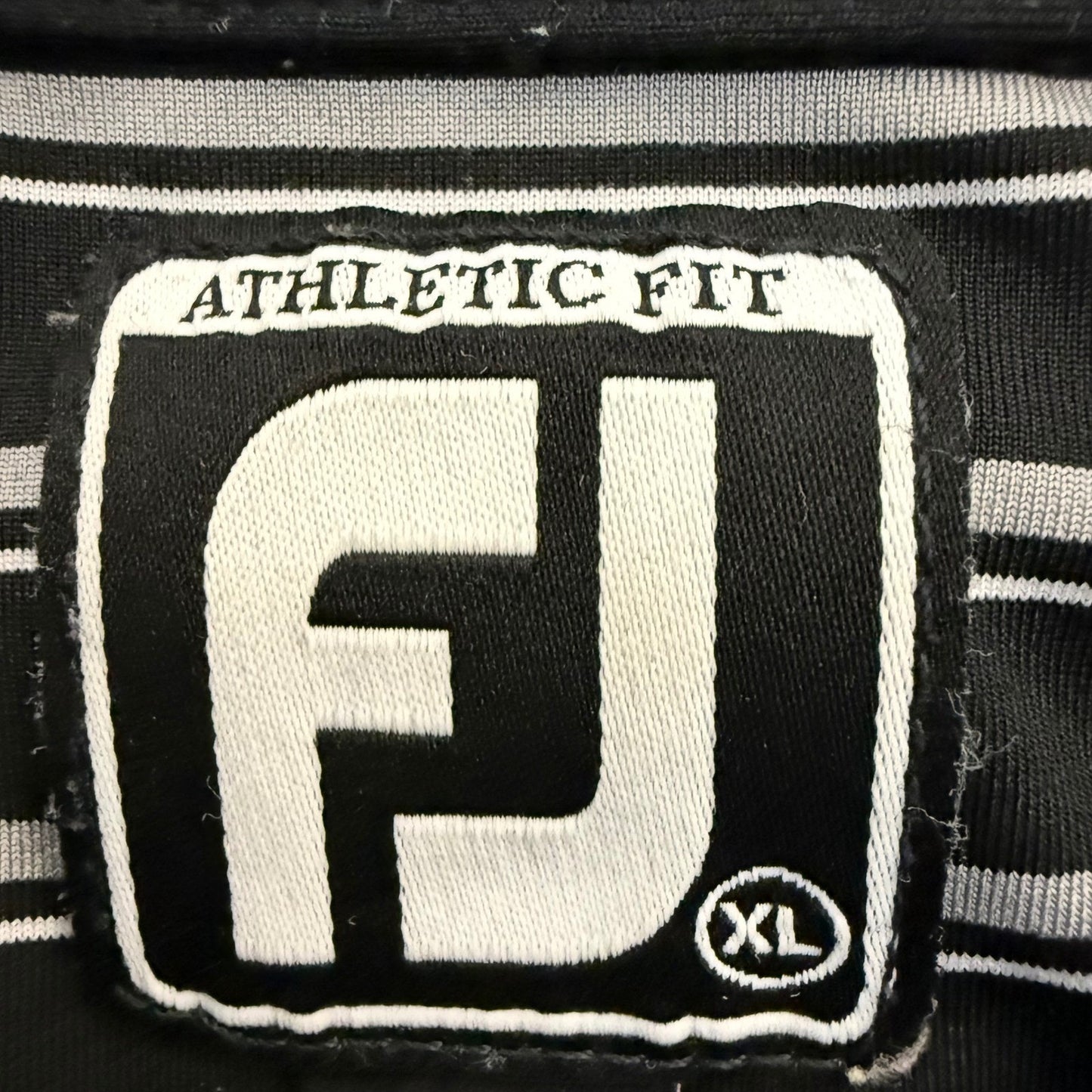 FootJoy Athletic Fit Polo Shirt Mens XL Black Striped Golf Performance Stretch