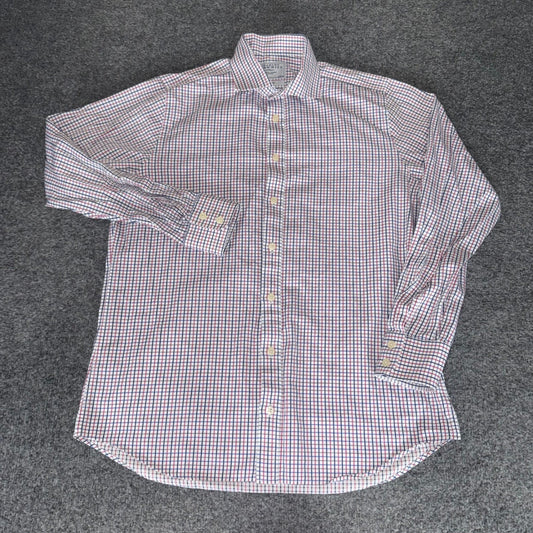 Charles Tyrwhitt Men 16/34 Slim Fit Tattersall Check Cotton Dress Shirt Red Blue