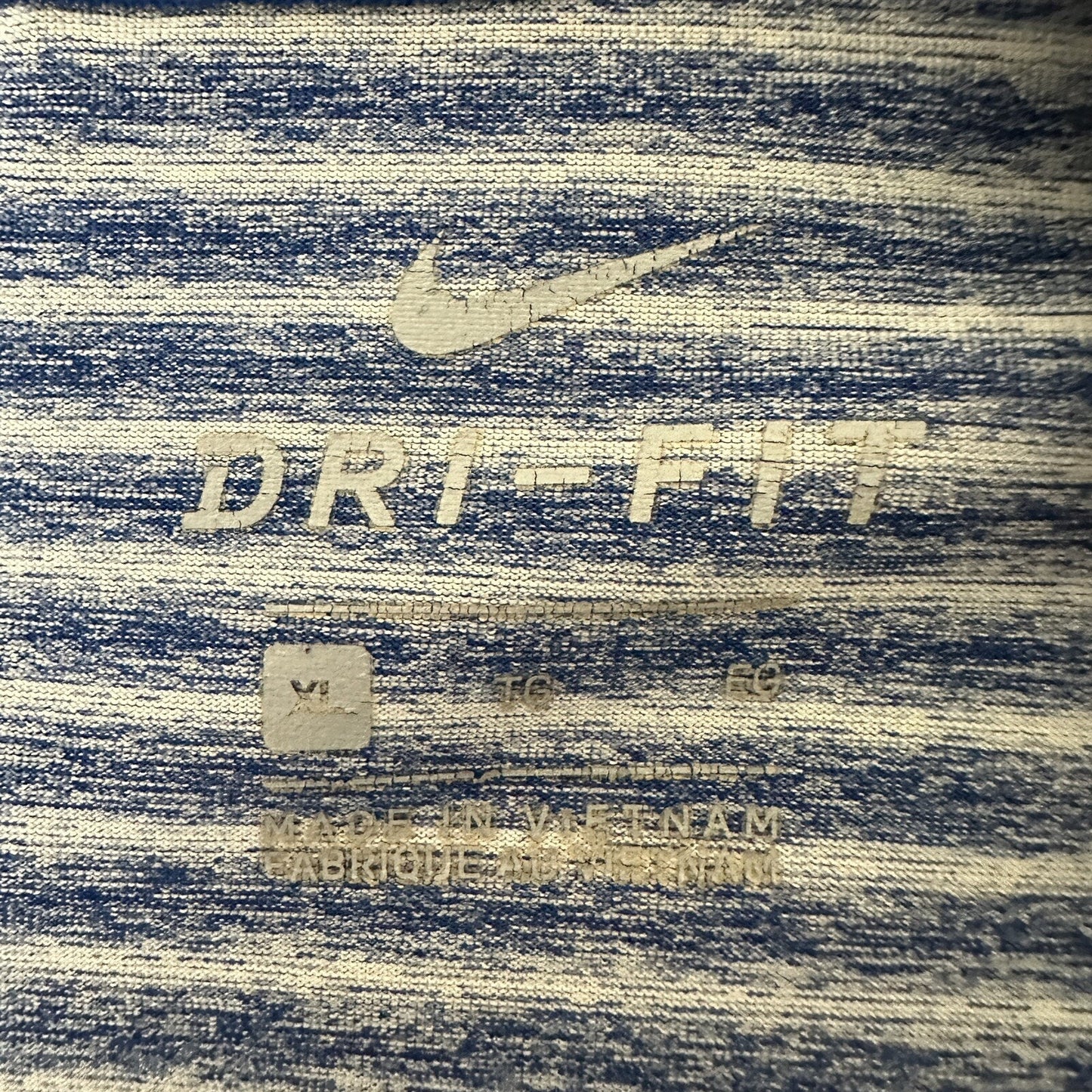 Nike Tiger Woods Shirt Mens XL Blue Striped Golf Polo Dri-Fit Performance Adult