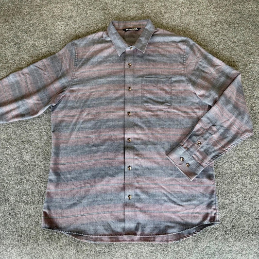 Travis Mathew Cloud Flannel Shirt Striped Button Up Long Sleeve Casual Men Large