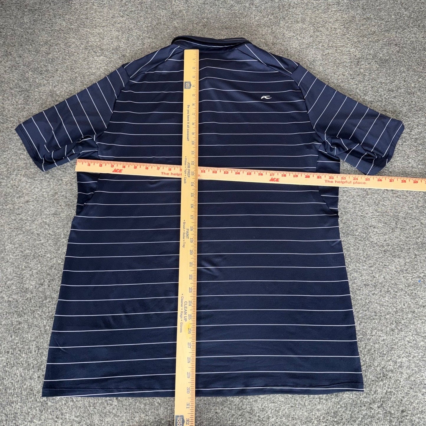 KJUS Soren Polo Shirt Mens 52 Large Navy Blue Striped Golf Performance Stretch