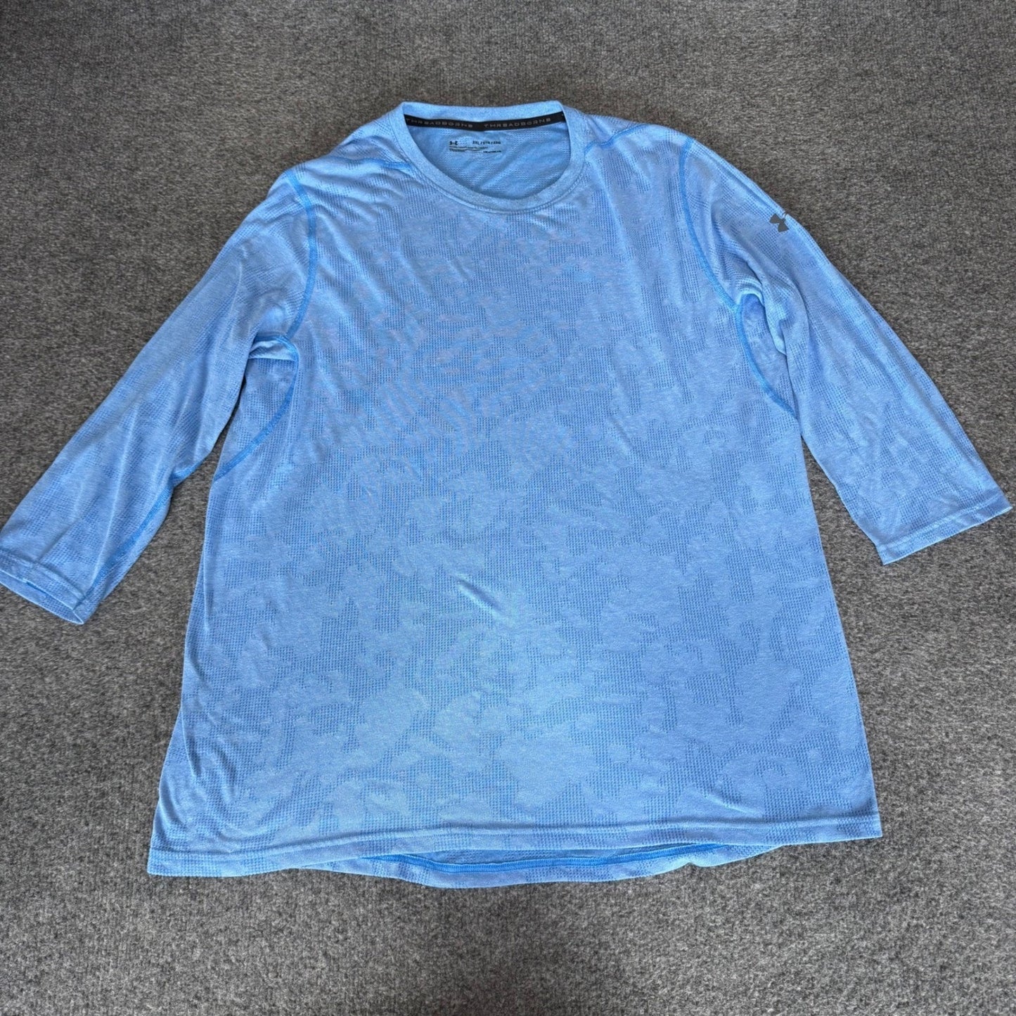 Under Armour Threadborne HeatGear Mens 2XL Blue Camo Long Sleeve Training Shirt