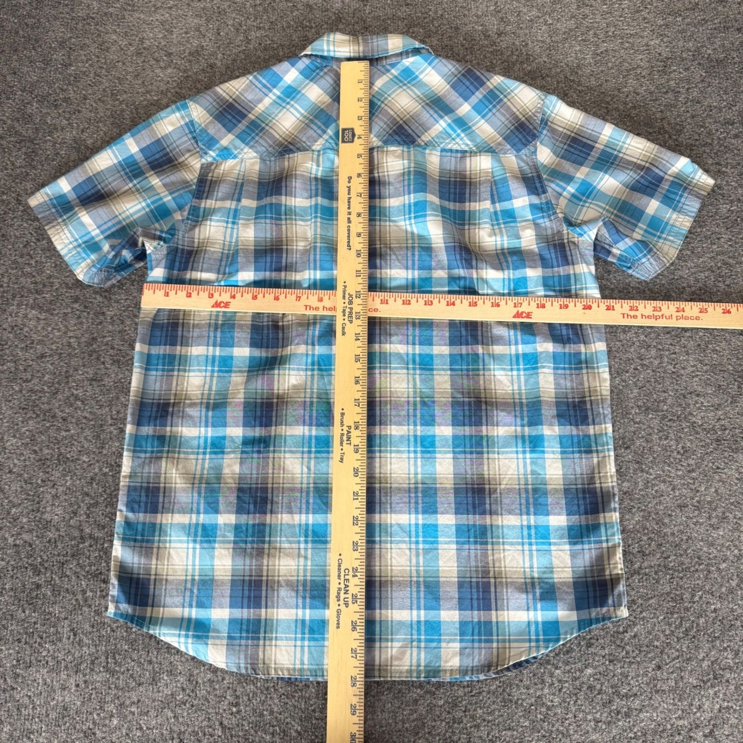 Outdoor Research Seapine Mens Shirt Medium Blue Plaid Short Sleeve Button Up
