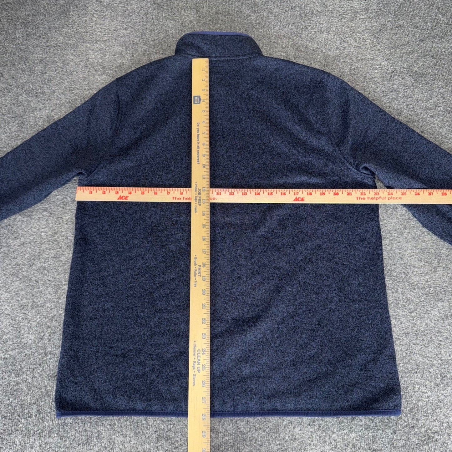 J. Crew Mens Authentic Fleece Navy Blue Marled Snap Mock Neck Pullover Large