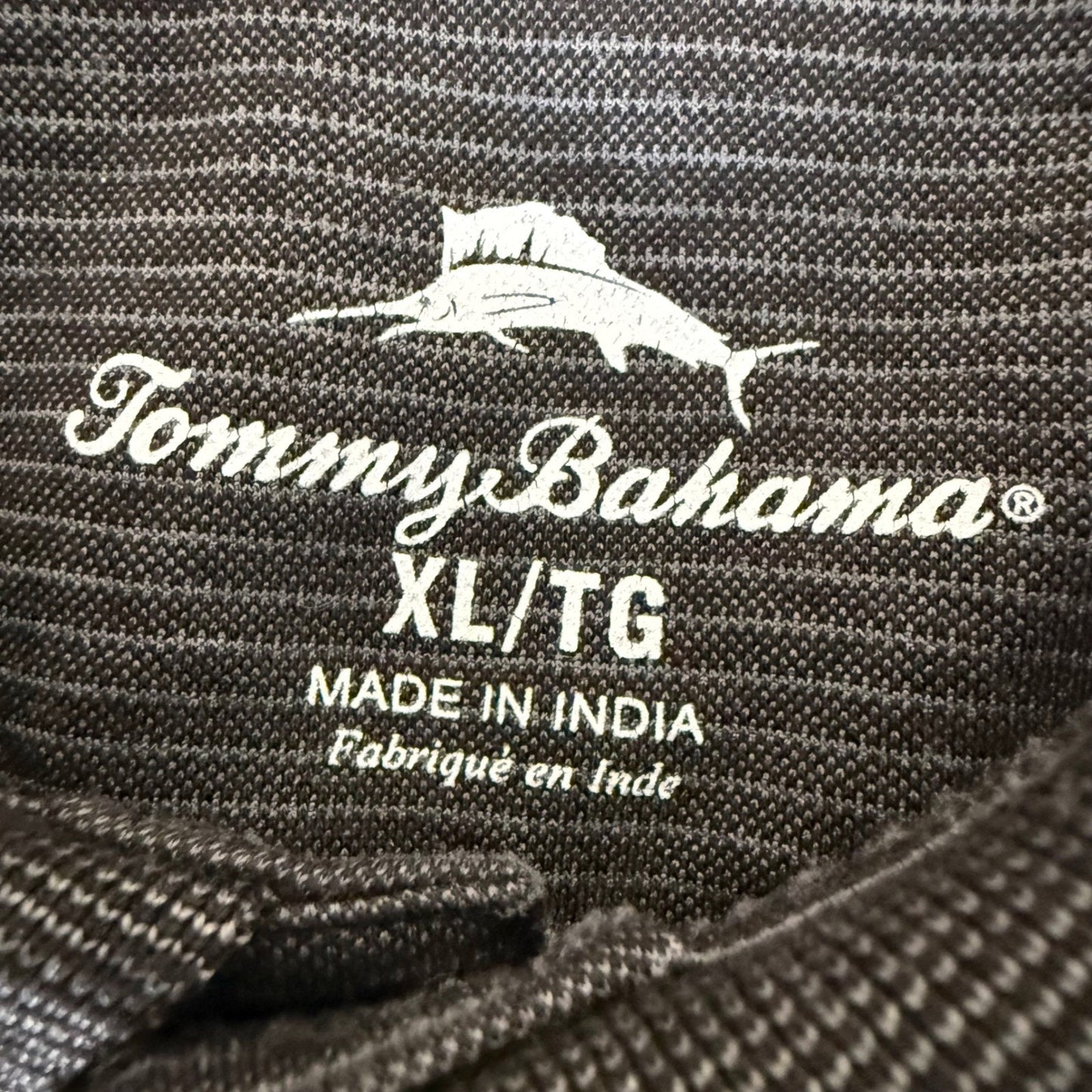 Tommy Bahama Mens XL Gray Striped Short Sleeve Polo Shirt Cotton Casual Golf