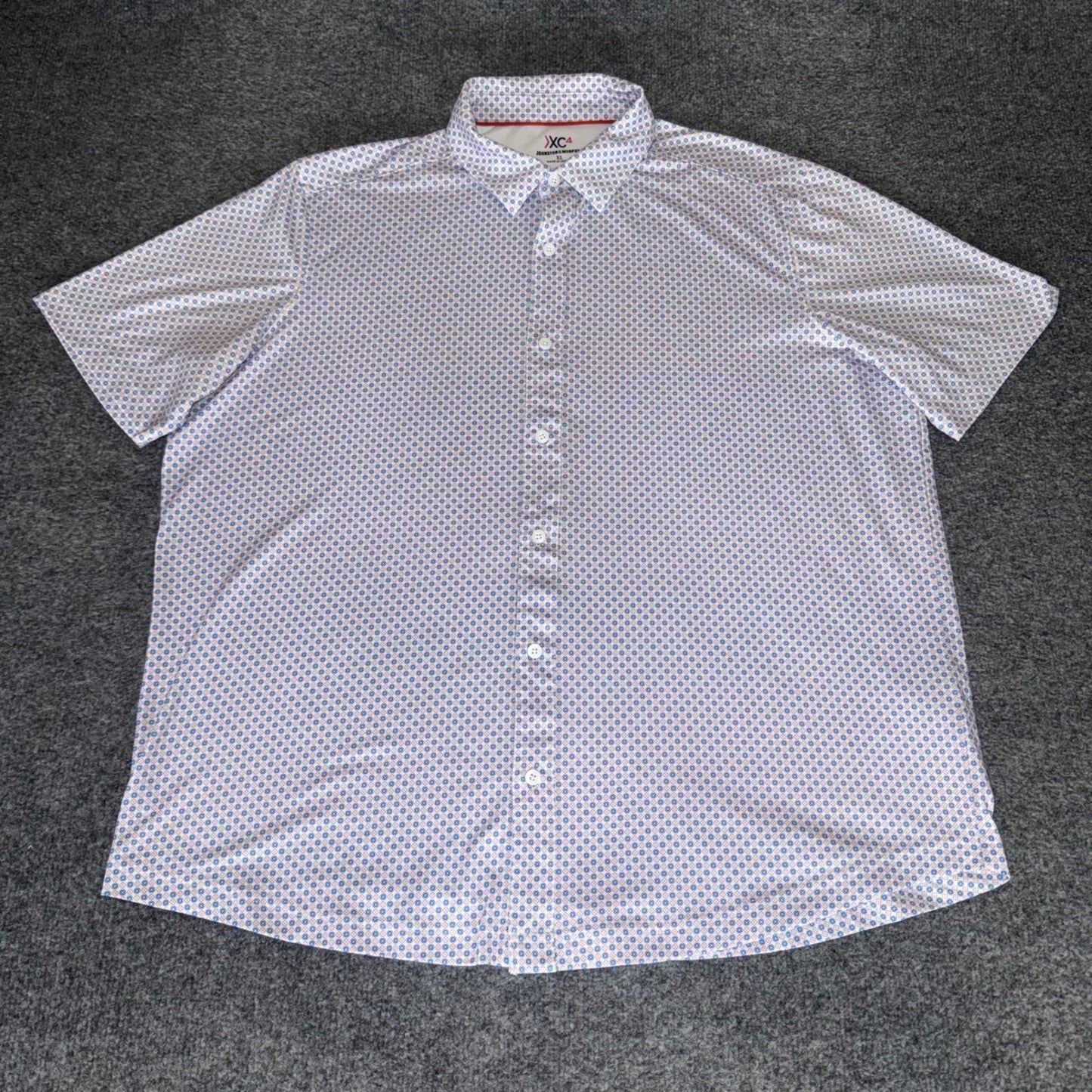 Johnston & Murphy XC4 Shirt Mens XL Short Sleeve Button Down Geometric Stretch
