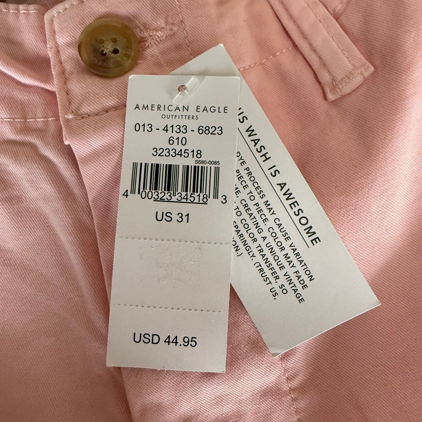 American Eagle Chino Shorts Mens 31x9 Light Pink Next Level Flex Mid Rise Casual