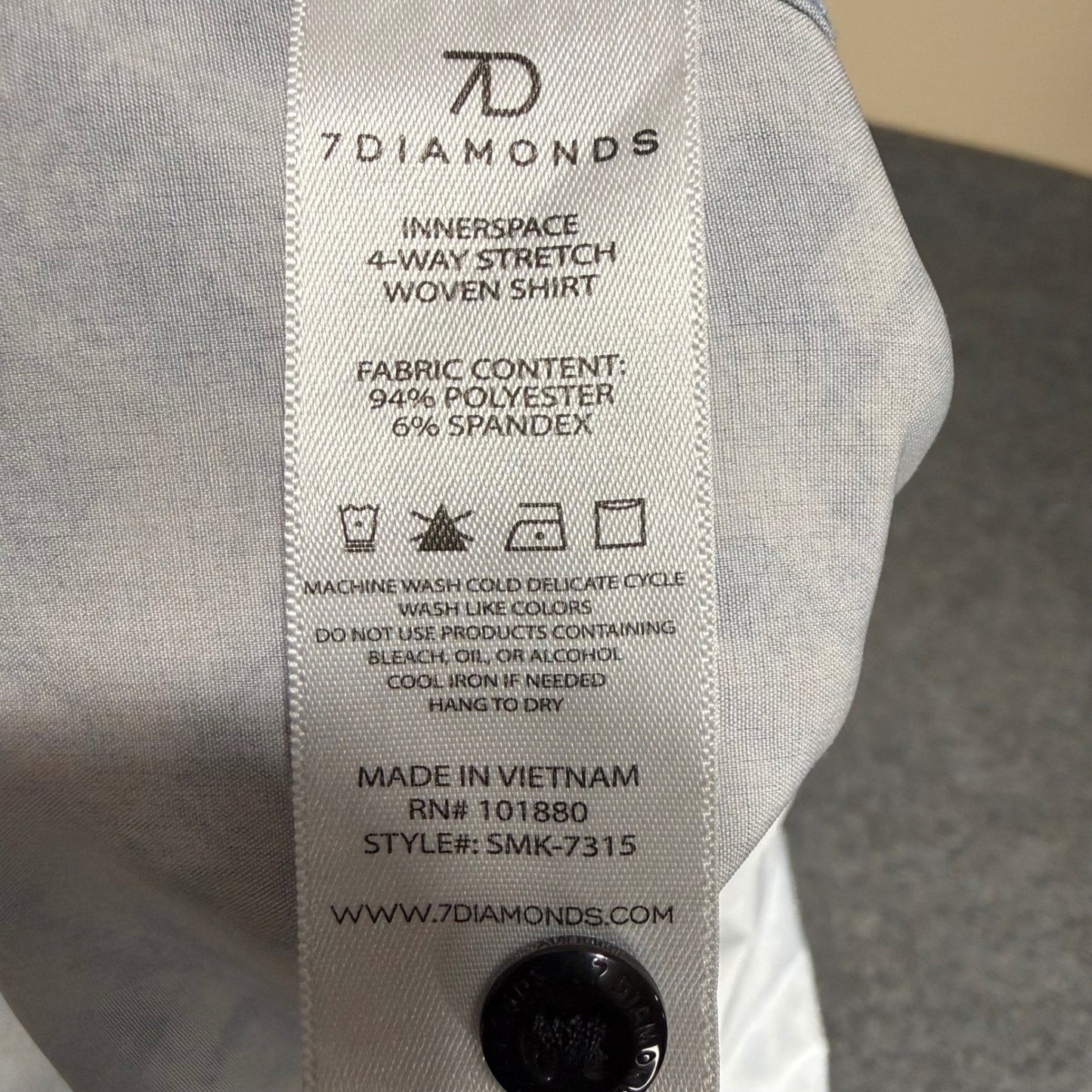 7 Diamonds 4 Way Stretch Shirt Mens Large Blue Geometric Short Sleeve Button Up