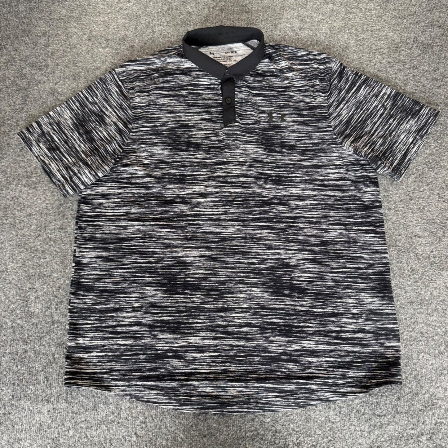 Under Armour Iso Chill Polo Shirt Mens Large Black Loose Fit Short Sleeve Golf