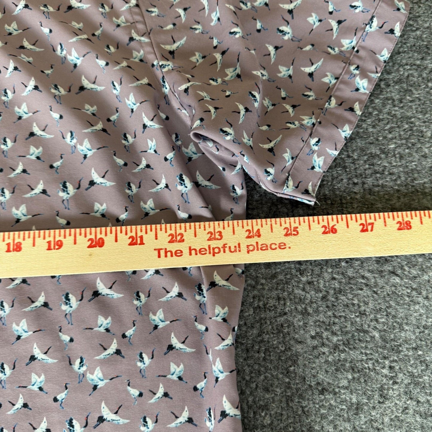 7 Diamonds 4 Way Stretch Button Up Shirt Crane Bird Print Stretch Purple Mens XL