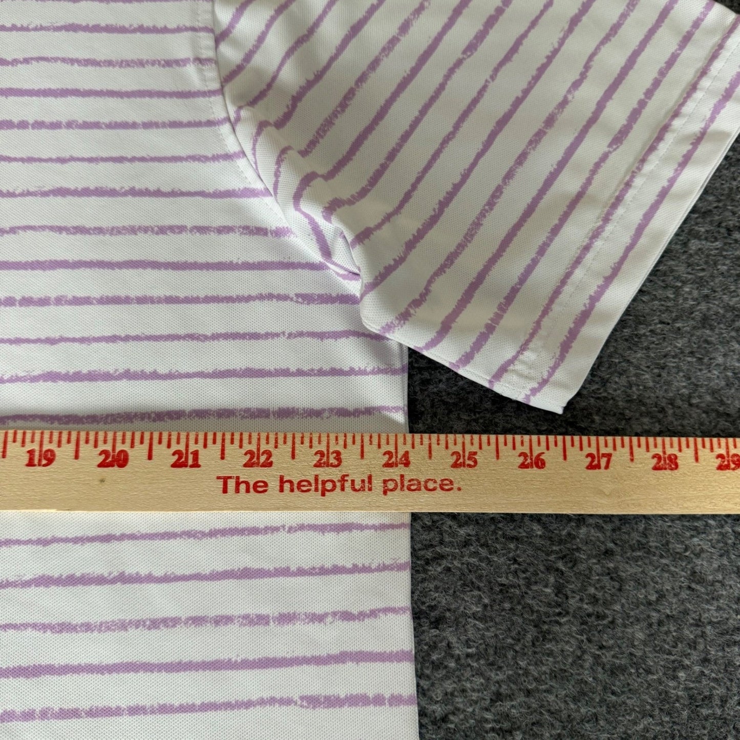 FootJoy FJ Polo Shirt Men L Purple Stripe Performance Golf Athletic Short Sleeve