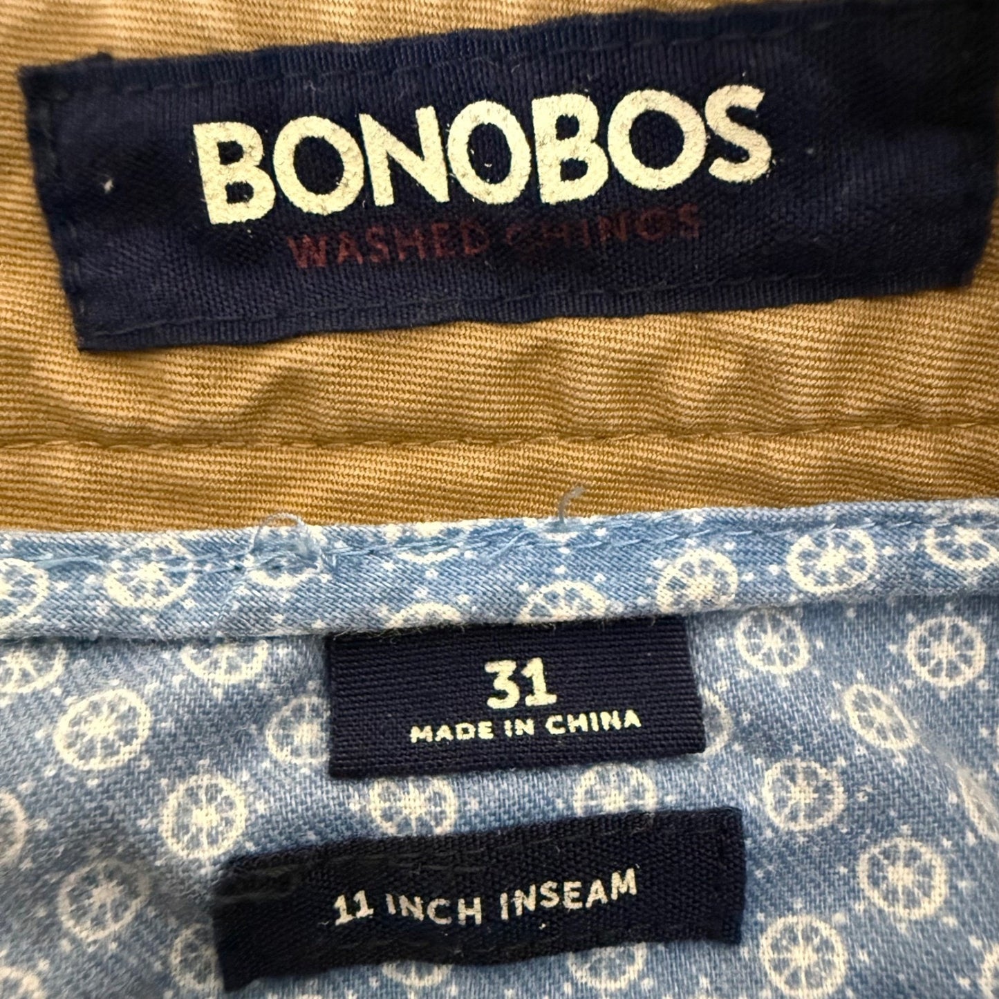 Bonobos Chino Shorts Mens 31 Tan Khaki Cotton Casual Flat Front Summer Classic