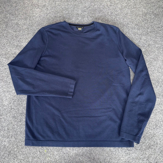 Theory Mens Navy Blue Viscose Blend Long Sleeve Crewneck Sweater Size M Casual