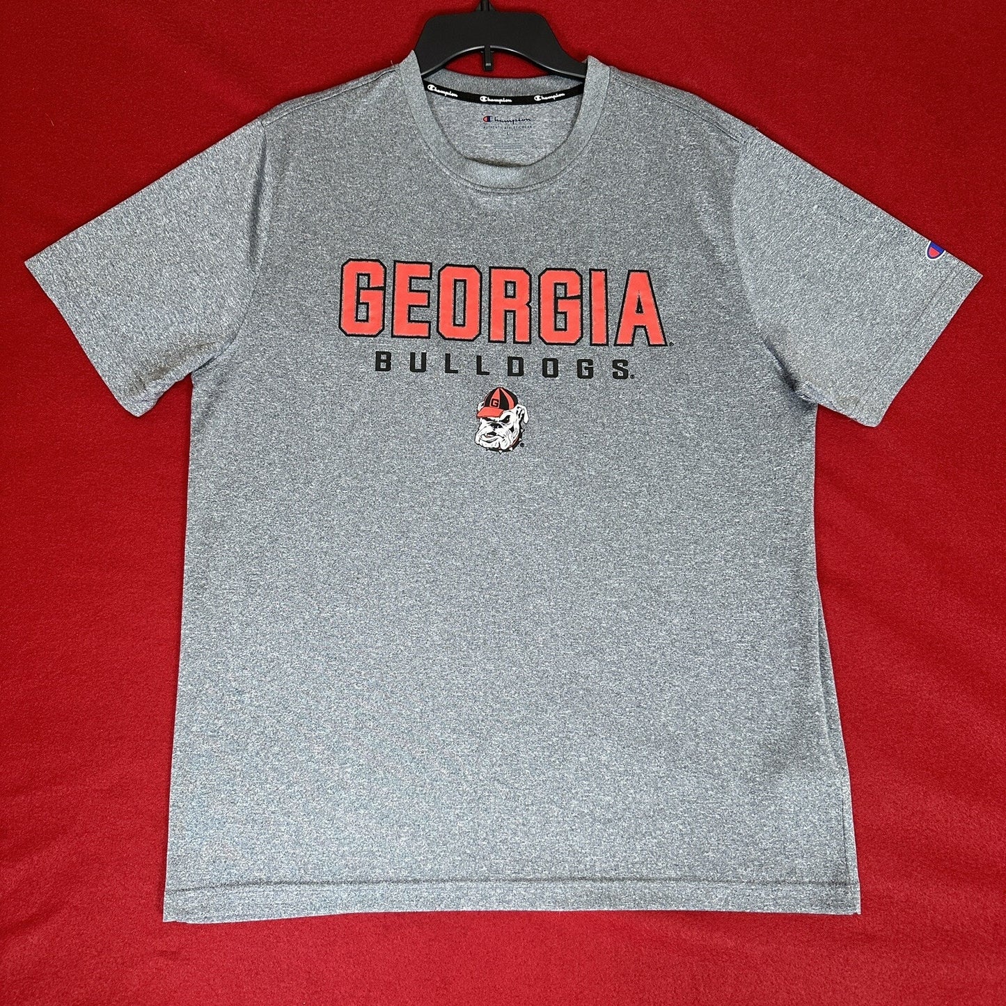 Georgia Bulldogs Champion Shirt Mens Large Grey Red Short Sleeve Athleisure NCAA