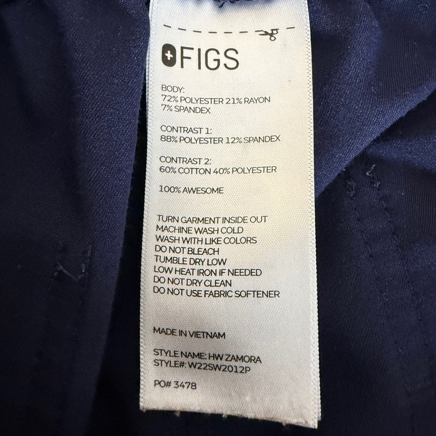 FIGS Zamora High Waisted Jogger Scrub Pants Navy Blue Women Small Petite Uniform