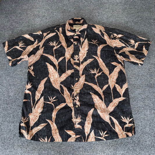 Cooke Street Hawaiian Shirt Mens Large Reverse Print Aloha Palm Leaf Tropical