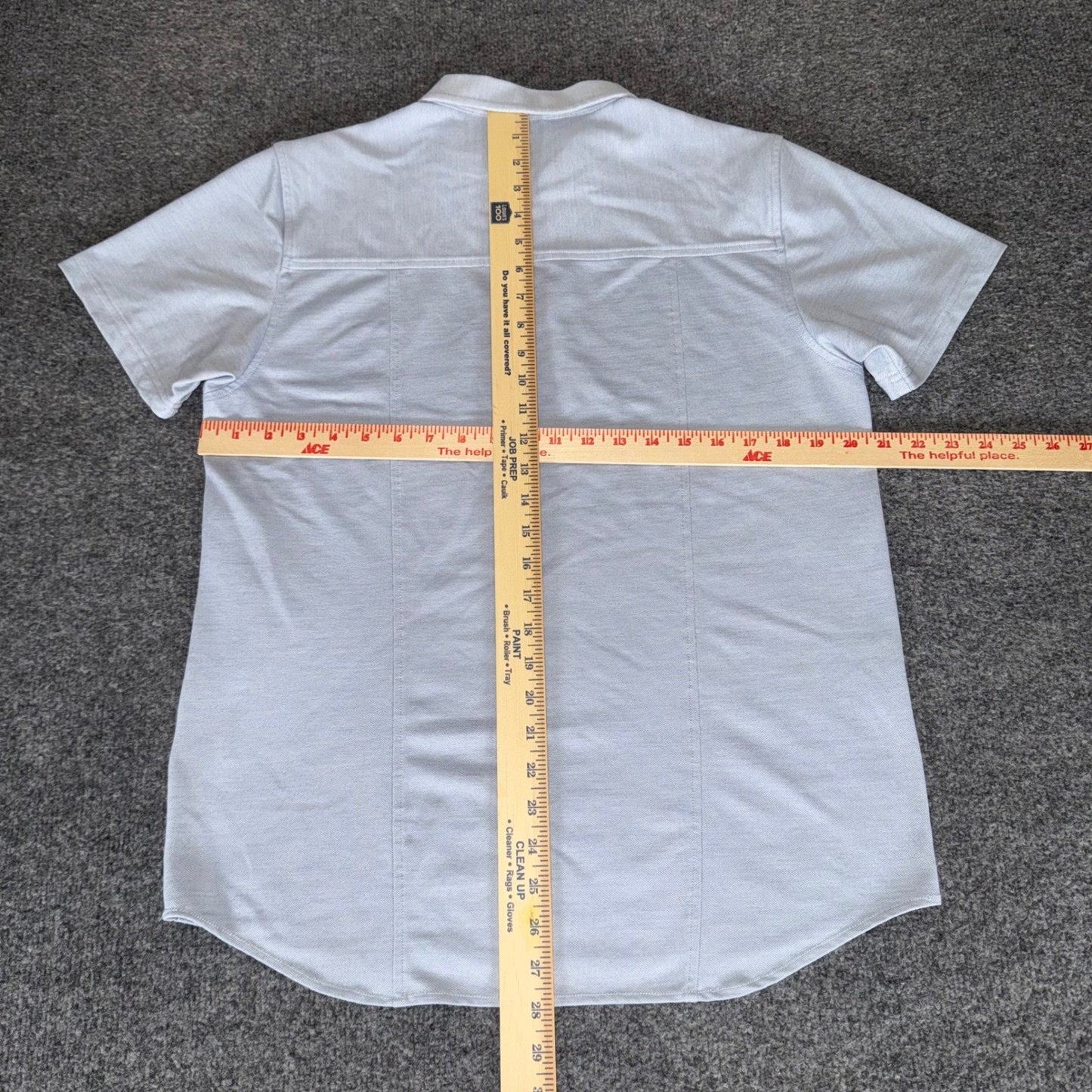 Western Rise Polo Shirt Mens Medium Blue Wool Blend Short Sleeve Performance Top