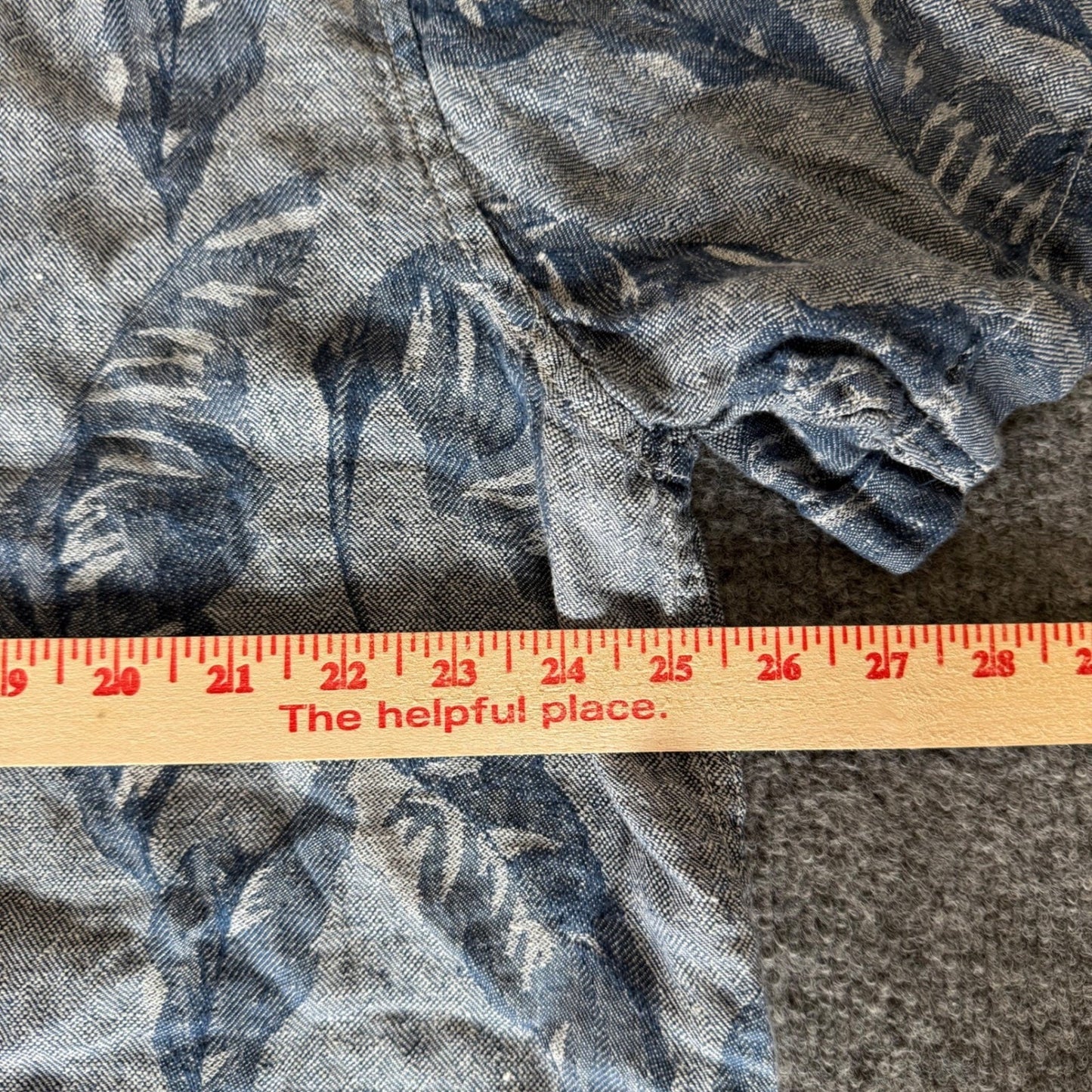 Tommy Bahama Linen Shirt Mens XXL Blue Palm Leaf Print Short Sleeve Button Up