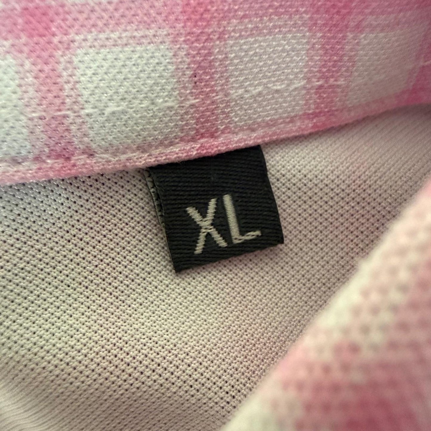 Turtleson Golf Polo Shirt Mens XL Pink Gingham Performance Casual Short Sleeve