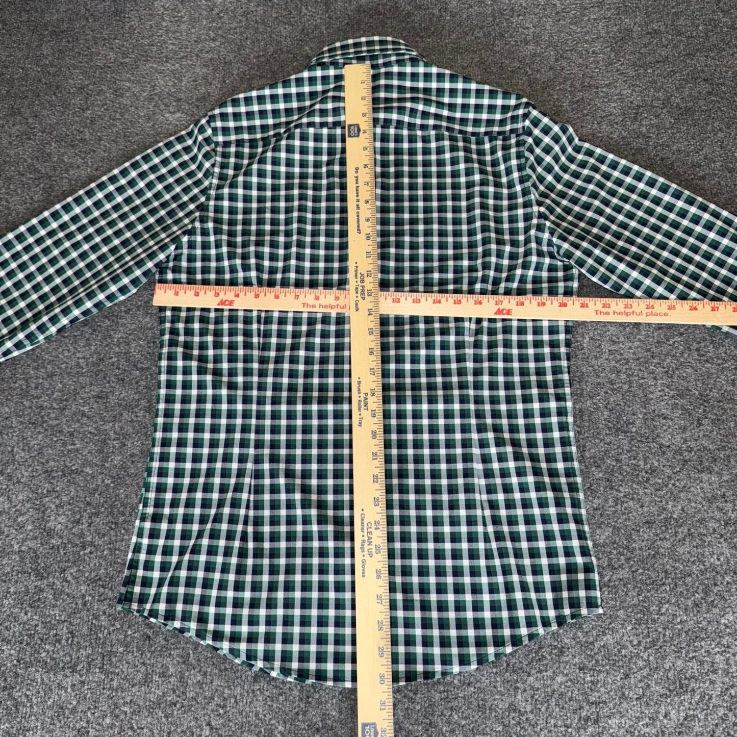 Mizzen+Main Shirt Mens Medium Green Blue Plaid Stretch Slim Fit Button Up Casual