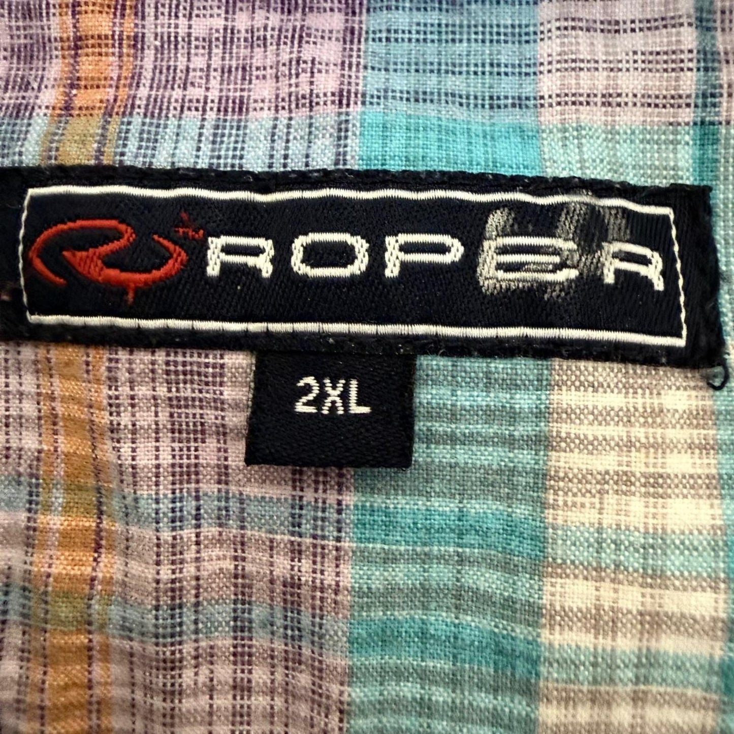 Roper Mens Plaid Pearl Snap Shirt 2XL Short Sleeve Cotton Western Cowboy Ranch