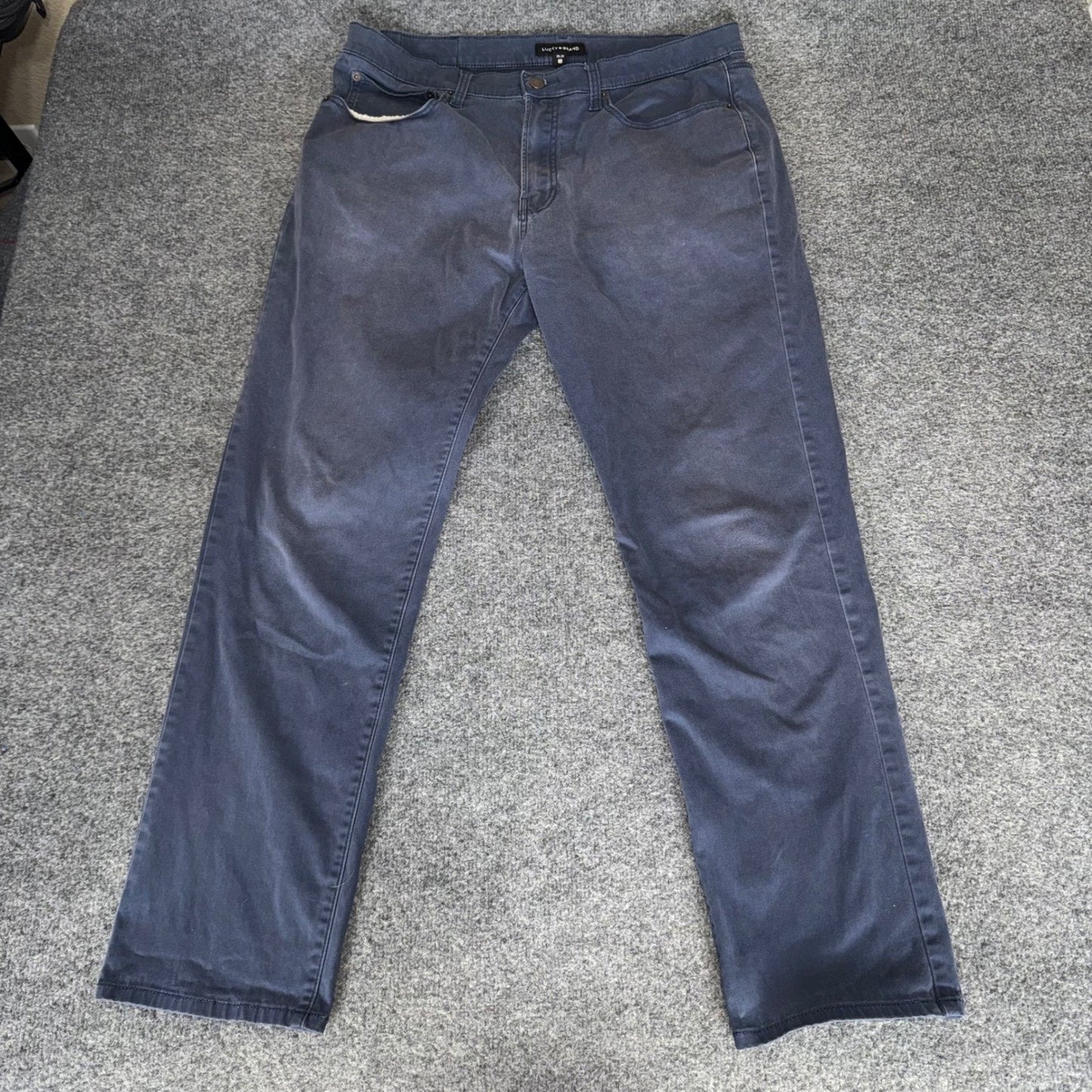 Lucky Brand 121 Slim Straight Pants Mens 36x31 Blue 5-Pocket Chino Casual