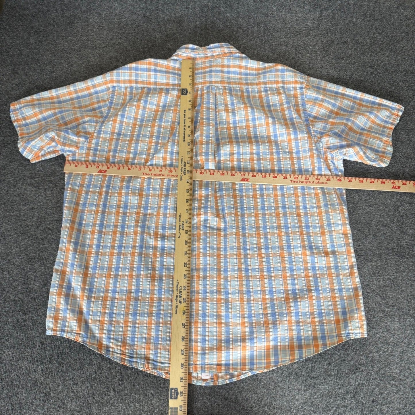 Brooks Brothers 346 Mens XL Short Sleeve Button Up Shirt Seersucker Plaid Cotton