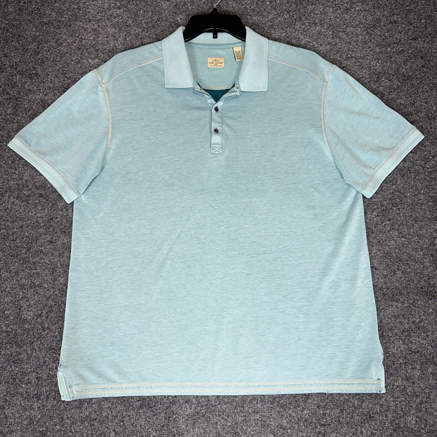 Tommy Bahama Shirt Men XL Green Polo Pima Cotton Solid Short Sleeve Casual Adult