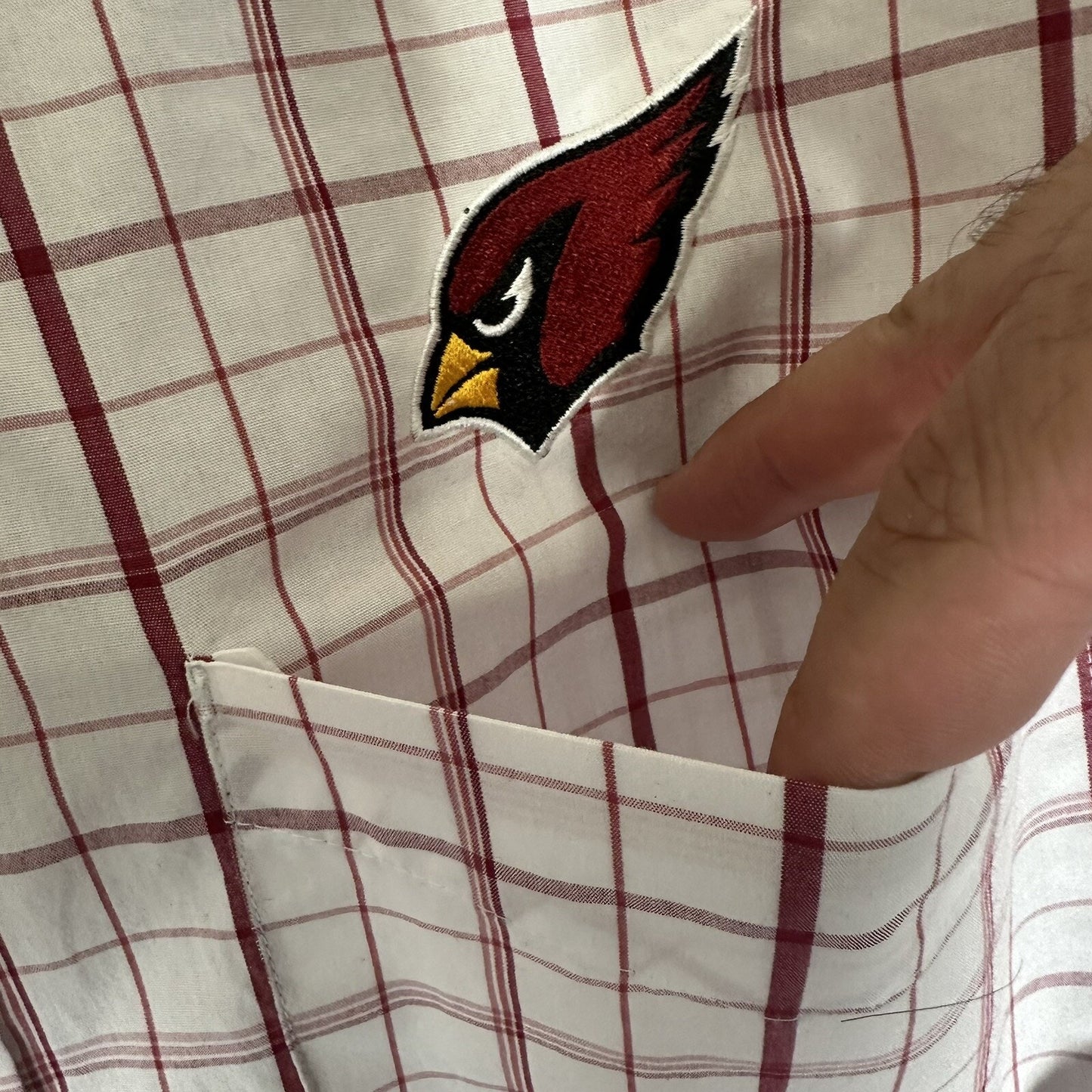 Arizona Cardinals Shirt Mens Medium Red Plaid NFL Long Sleeve Button-Down Adult