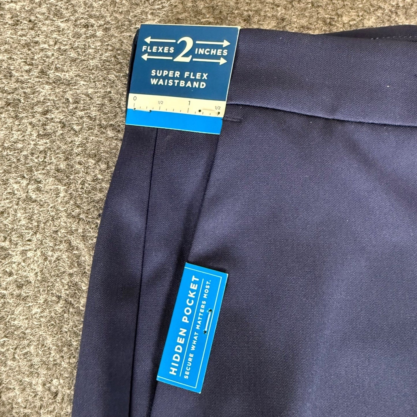 Haggar The Active Series Mens 34x30 Midnight Blue Stretch Herringbone Suit Pants
