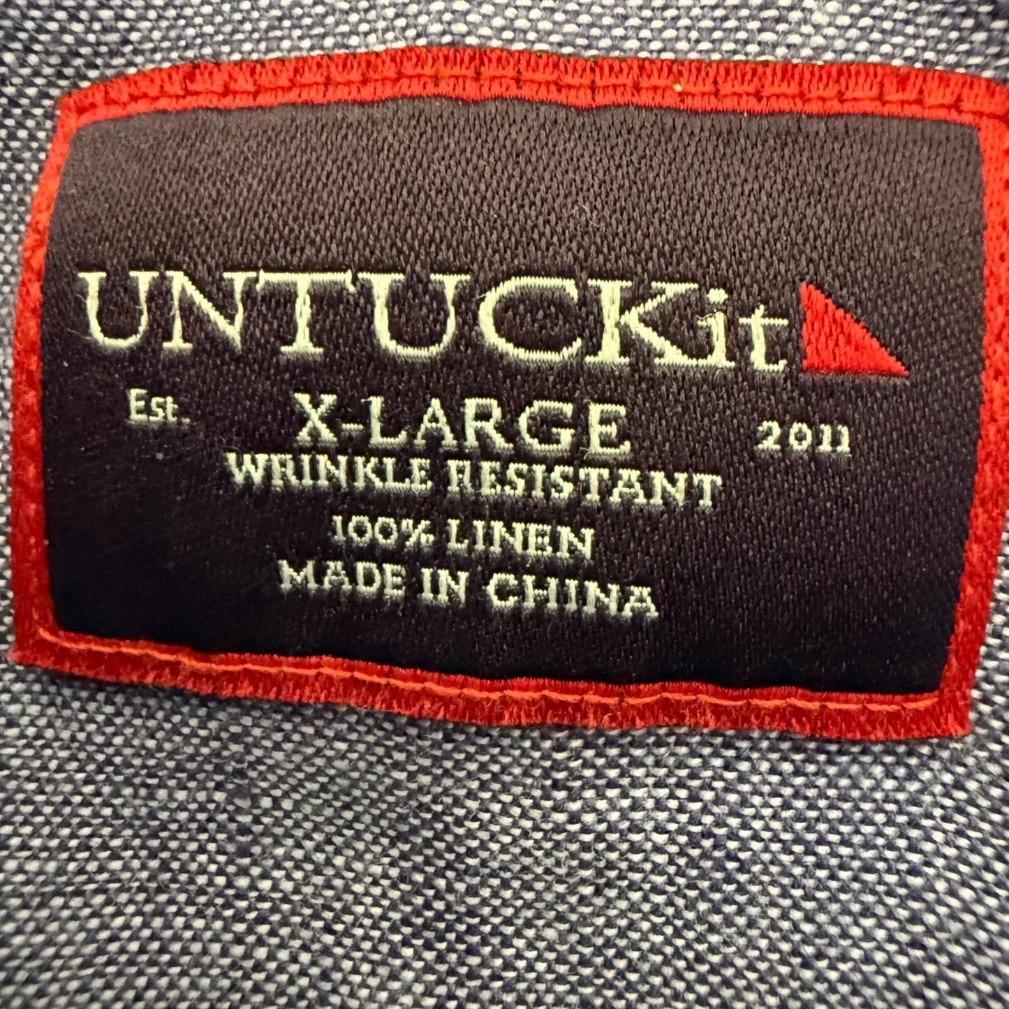 UNTUCKit Shirt Mens XL Blue 100% Linen Button Up Long Sleeve Casual Summer