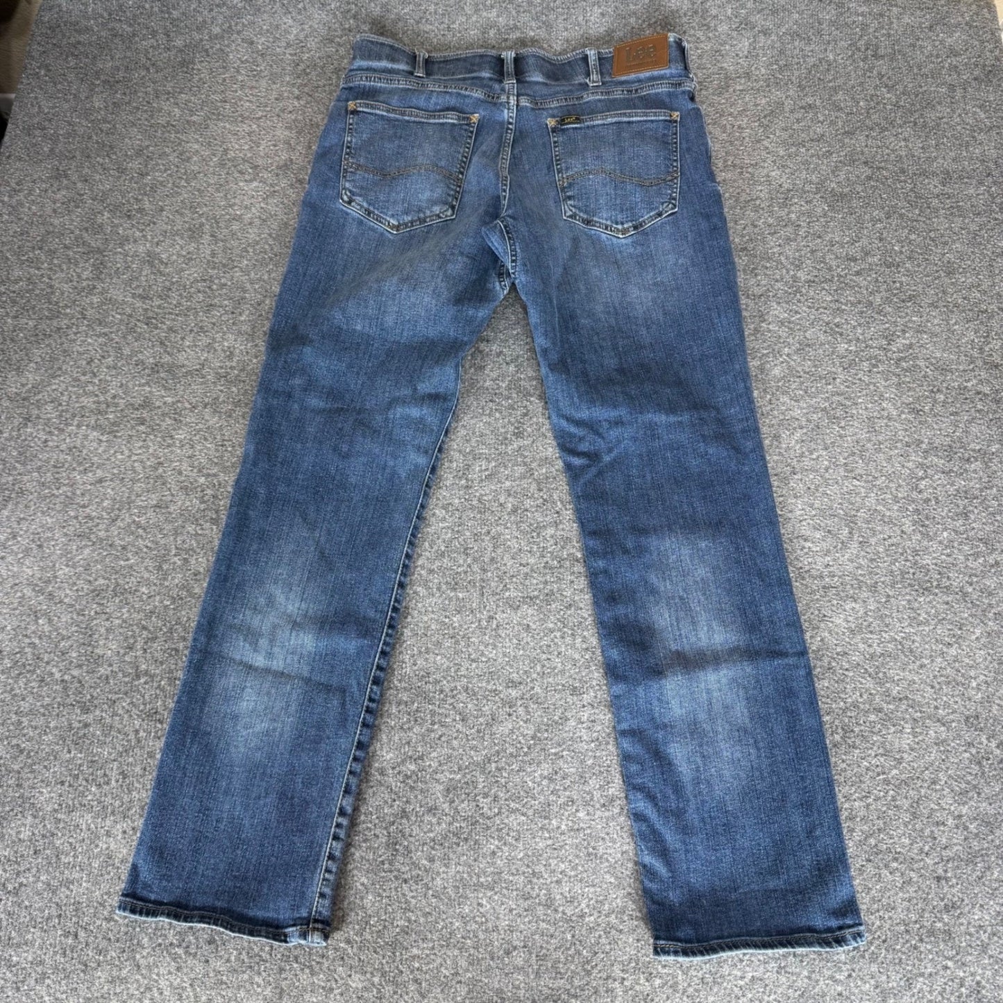 Lee Extreme Motion Mens Straight Fit Tapered Leg Jeans Blue 34x30 Denim Stretch