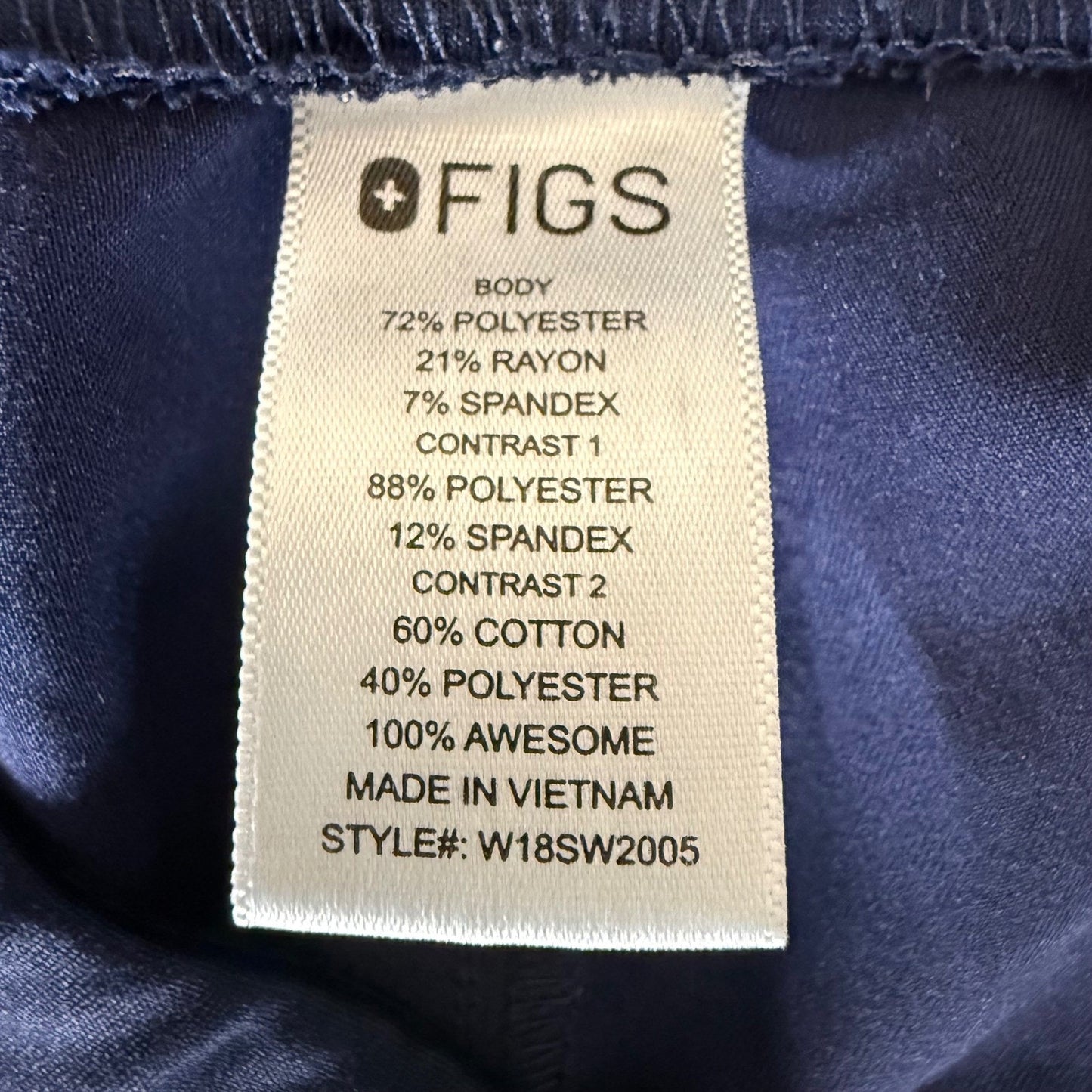 FIGS Zamora Womens Large Navy Blue Scrub Jogger Pants Medical Stretch Uniform