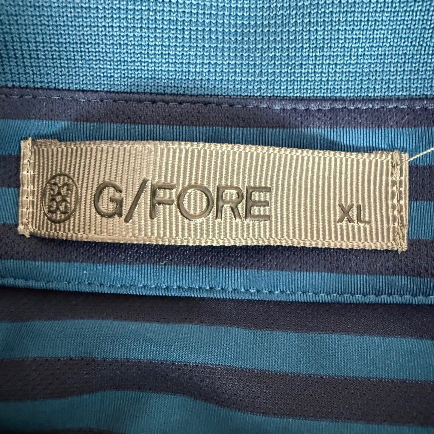 G/FORE Mens XL Blue Striped Performance Golf Polo Shirt Short Sleeve Stretch