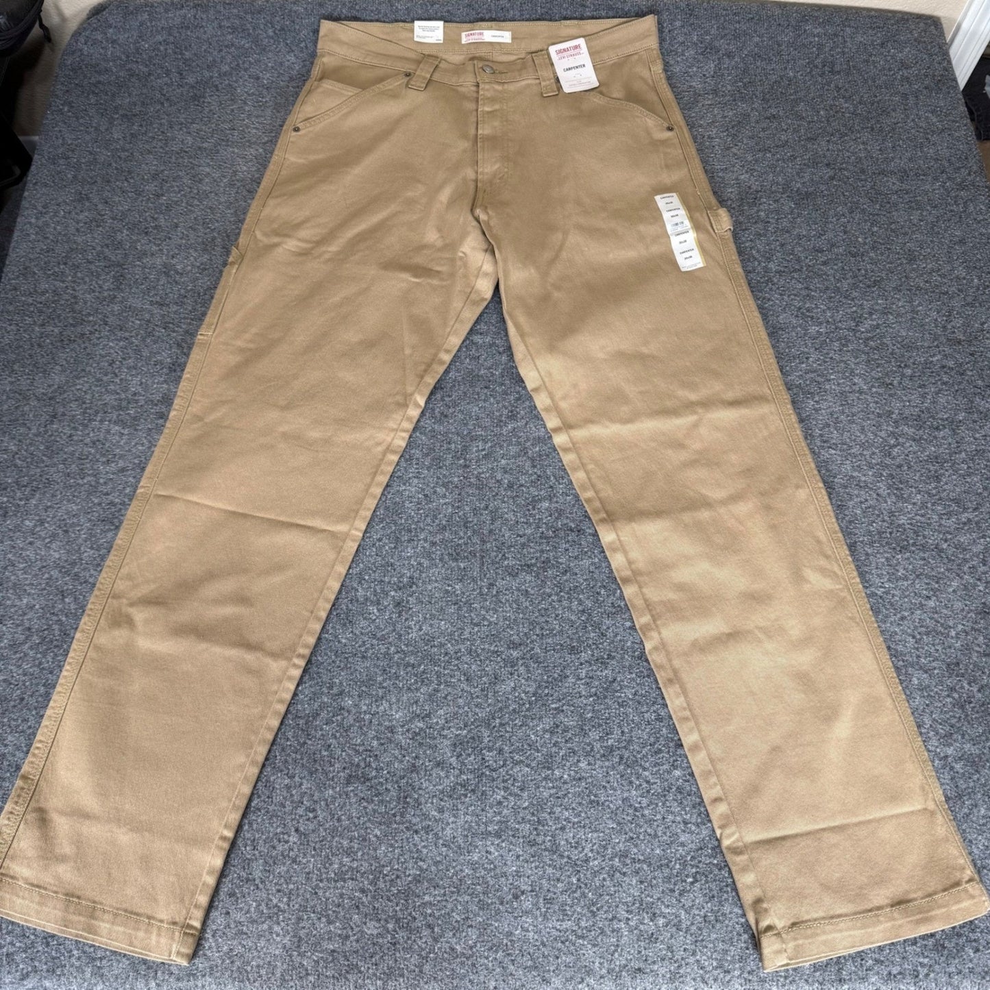Levi Strauss Signature Mens Carpenter Pants Tan Flex Canvas 36x36 NWT Workwear