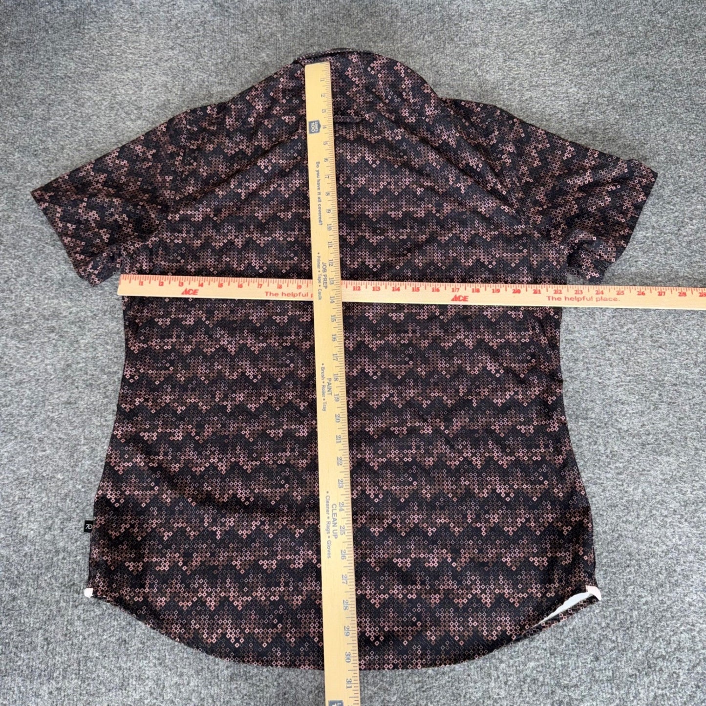 7 Diamonds 4-Way Stretch Shirt Men Large Geometric Short Sleeve Button Up Casual