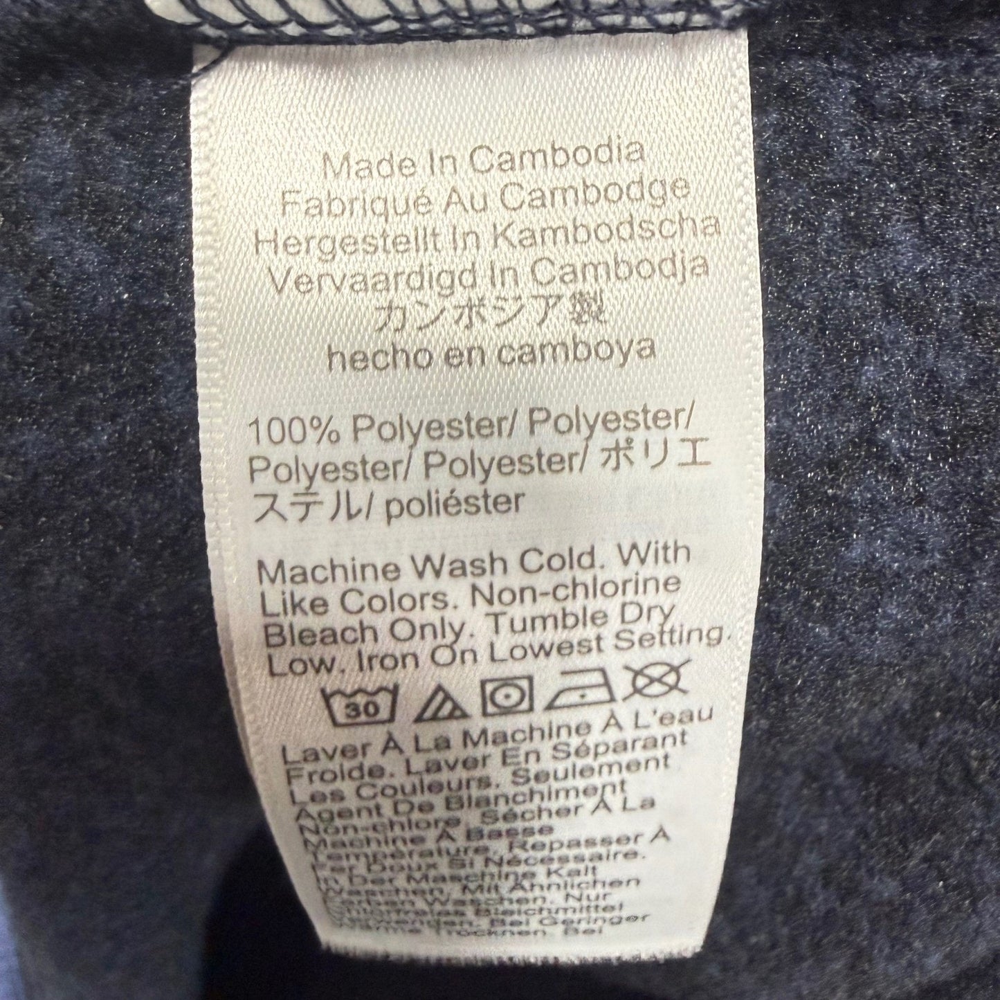 J. Crew Mens Authentic Fleece Navy Blue Marled Snap Mock Neck Pullover Large